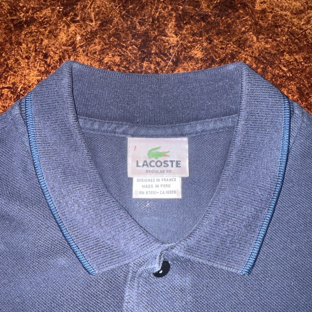 Lacoste Men's Light Blue Polo with Contrast Stitching